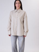 Brown/cream striped pocket shirt