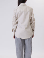 Striped lace shirt dark brown/cream