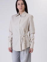 Striped lace shirt dark brown/cream