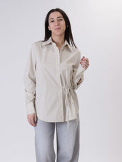 Striped lace shirt dark brown/cream