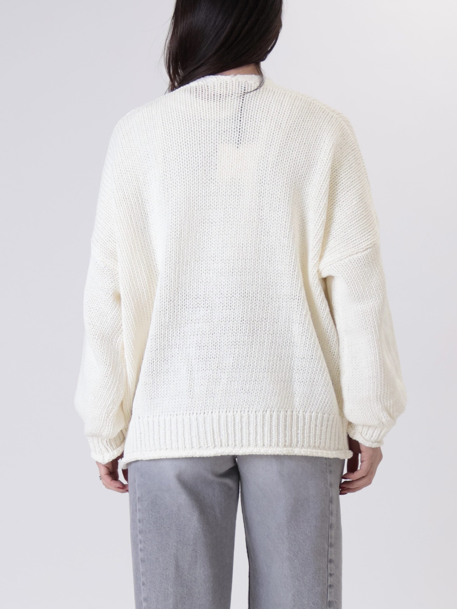Cream 3-button cardigan