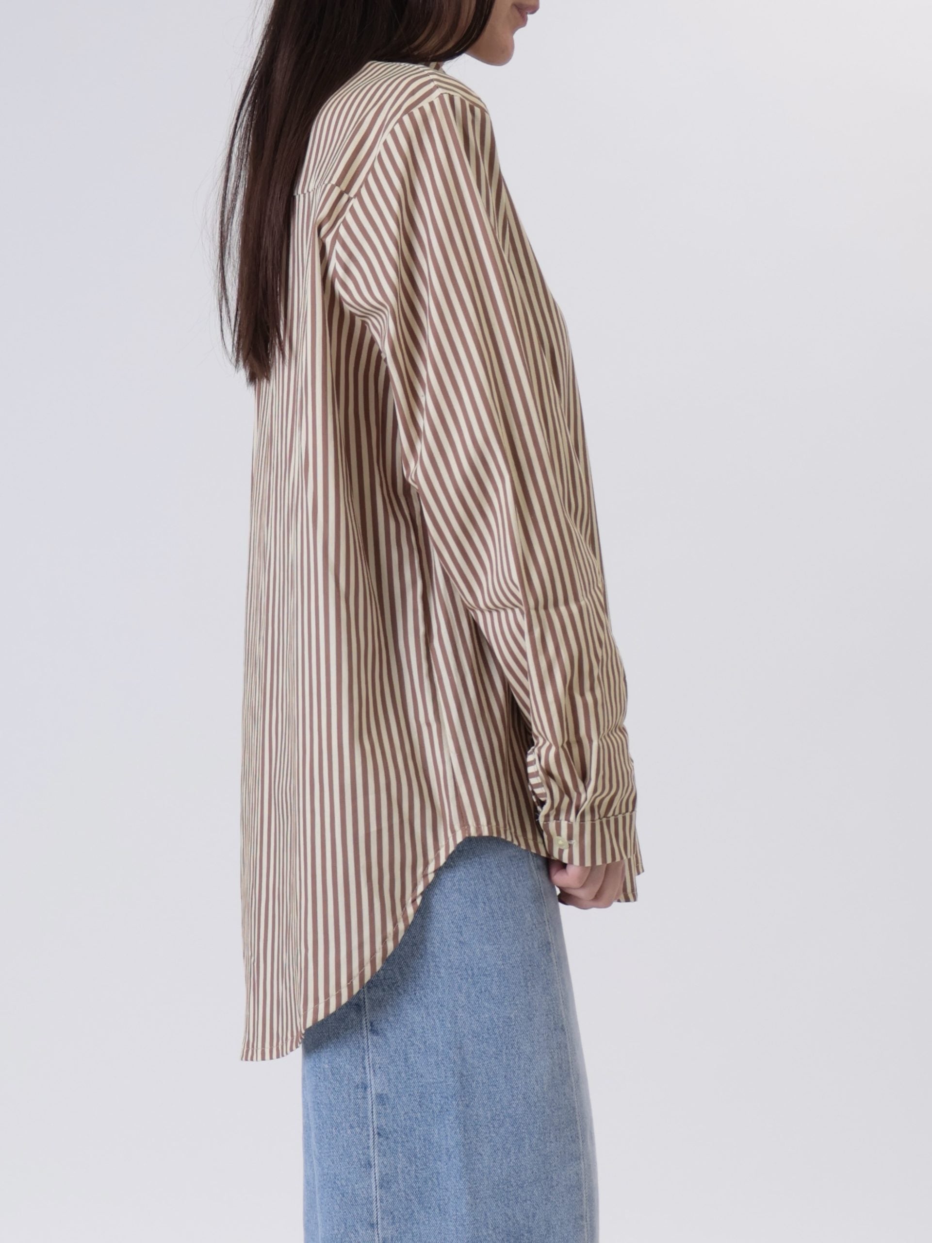 Camicia rigata giallo/sabbia