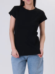 Maglia girocollo costina m/corta nero