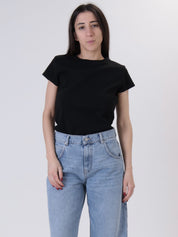 Maglia girocollo costina m/corta nero