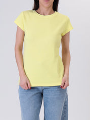 Maglia girocollo costina m/corta giallo