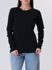 Maglia girocollo costina m/lunga nero