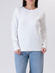 Maglia girocollo costina m/lunga bianco