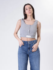 Grey Henley crop top