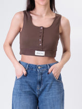 Dark henley crop top