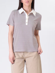 White/tobacco striped polo