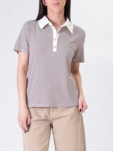 White/tobacco striped polo