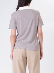 White/tobacco striped polo