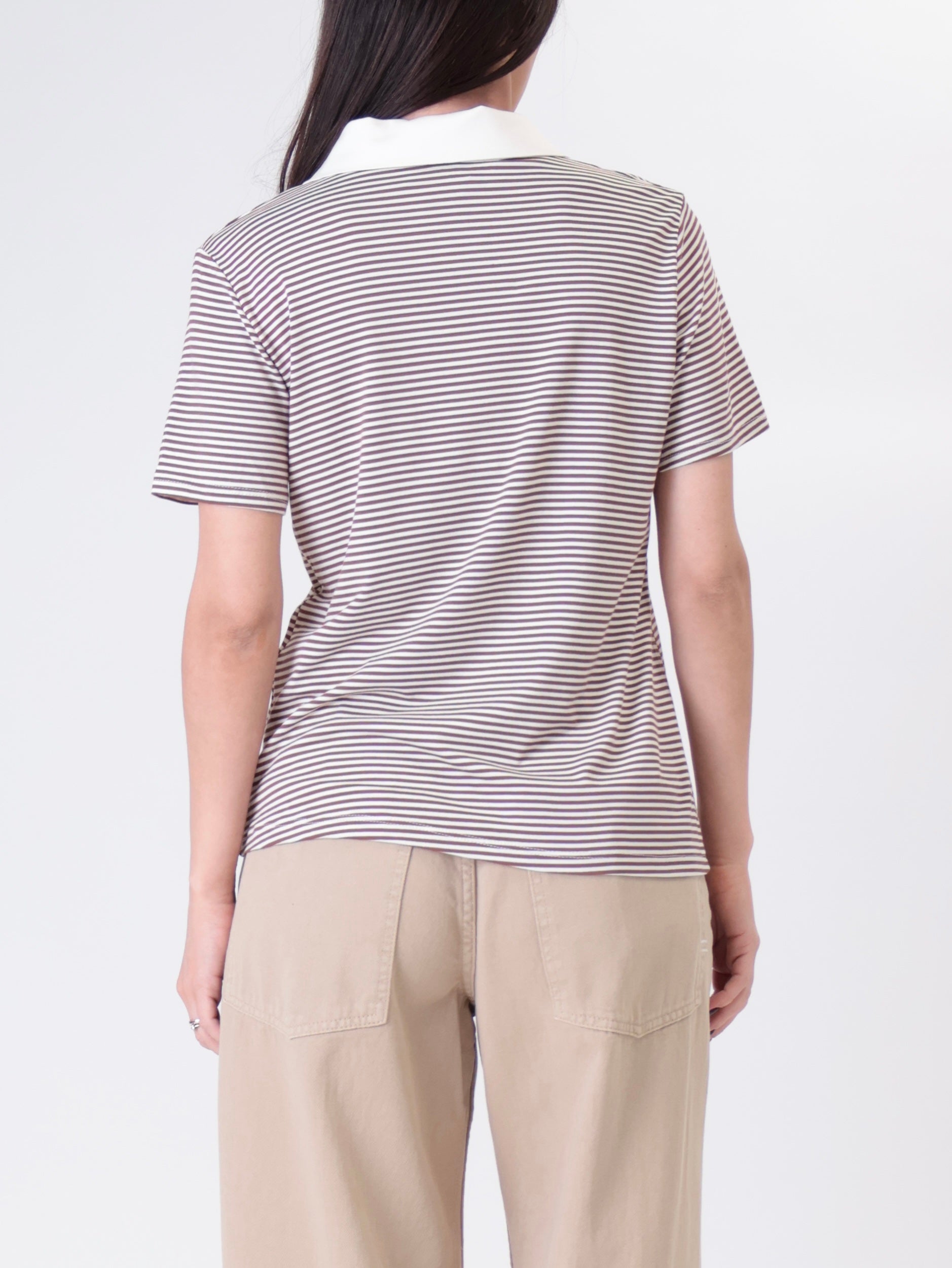 White/tobacco striped polo