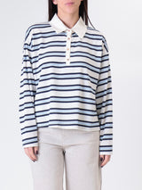 Blue striped oversized polo shirt