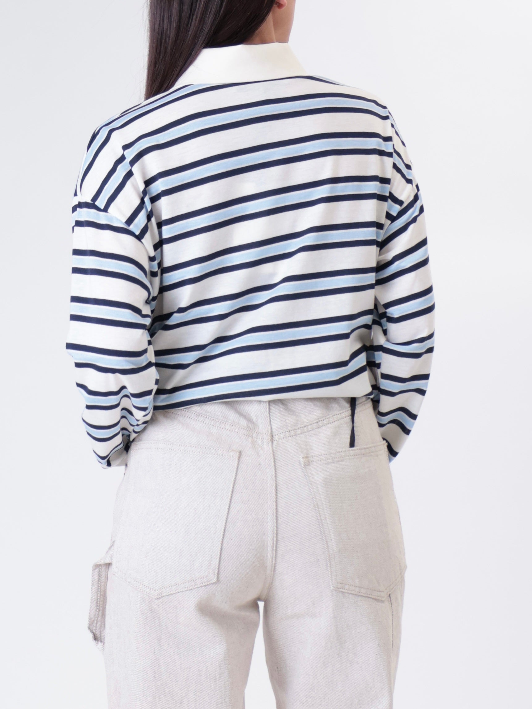 Blue striped oversized polo shirt