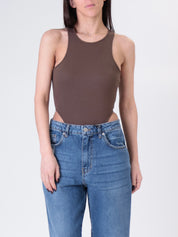 Dark high-cut bodysuit