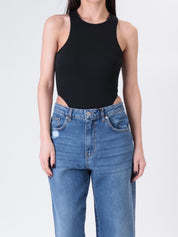 High-cut black bodysuit