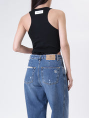 High-cut black bodysuit