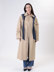 Trench beige cappuccio denim