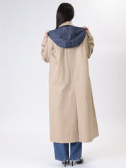 Trench beige cappuccio denim