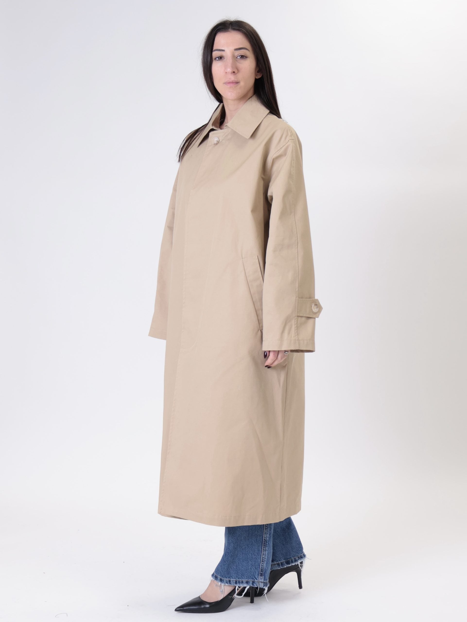 Trench beige cappuccio denim