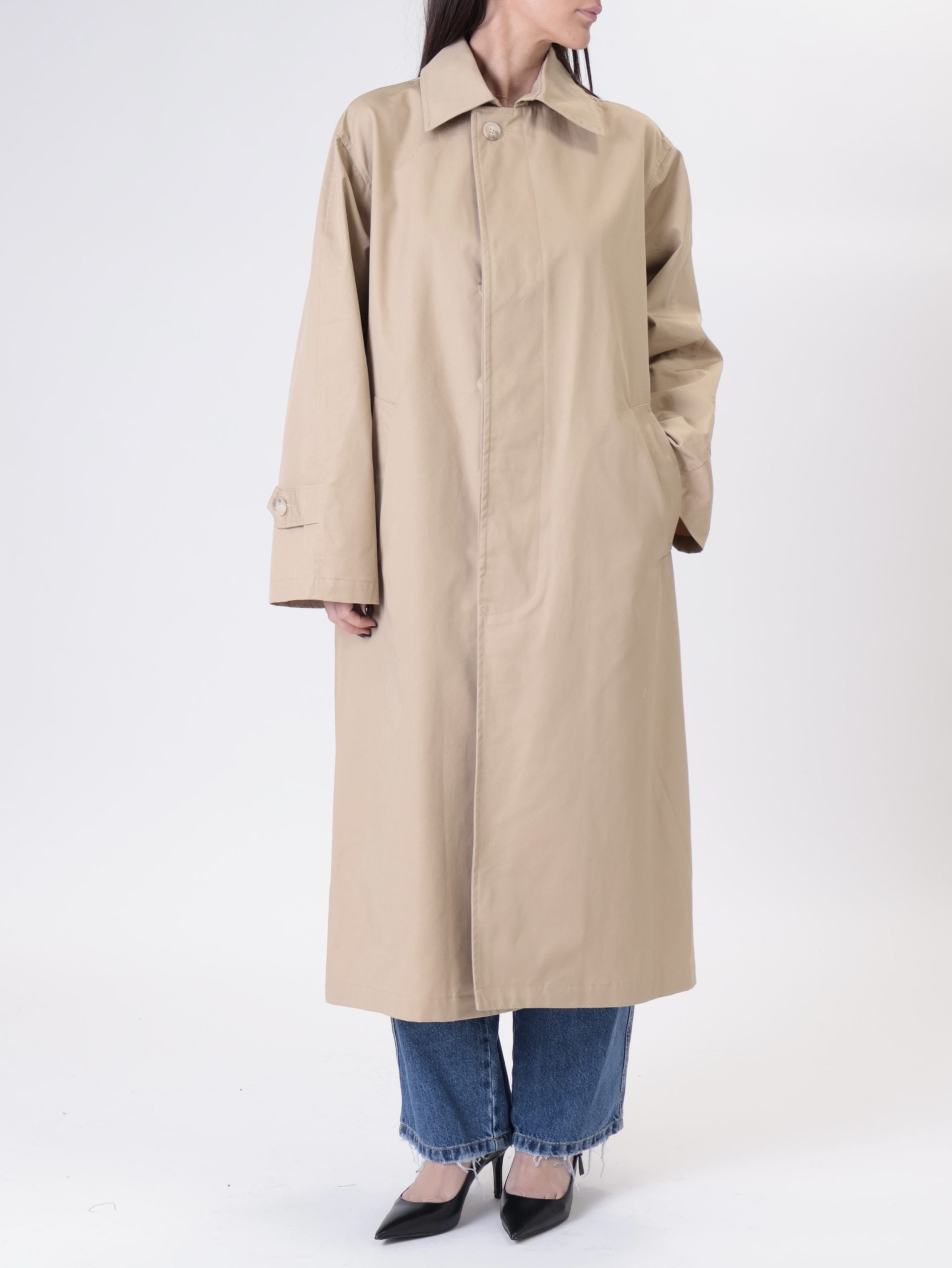 Trench beige cappuccio denim