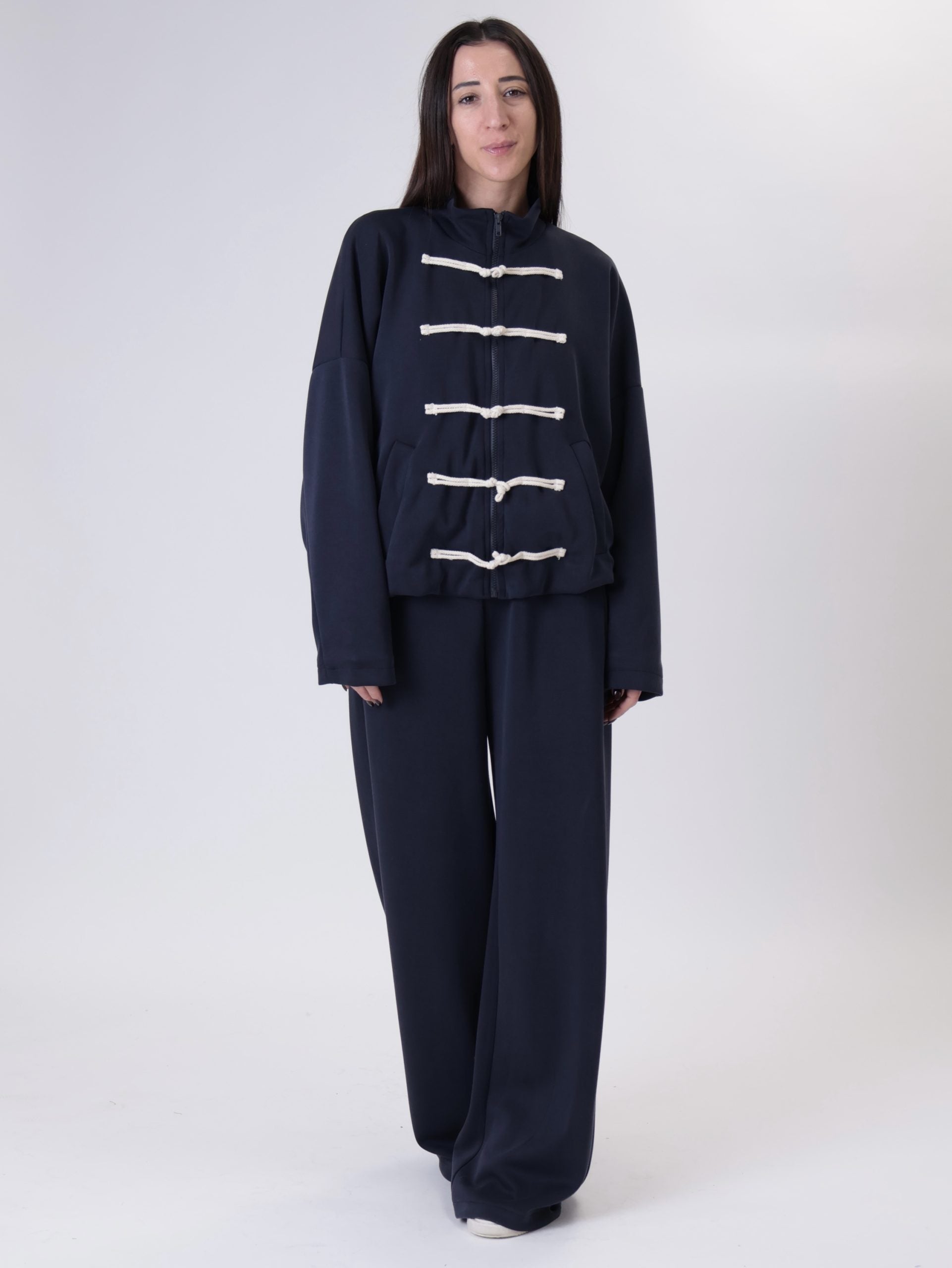 Pantalone palazzo viscosa blu
