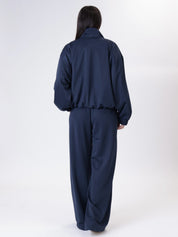 Pantalone blu riga laterale bianca