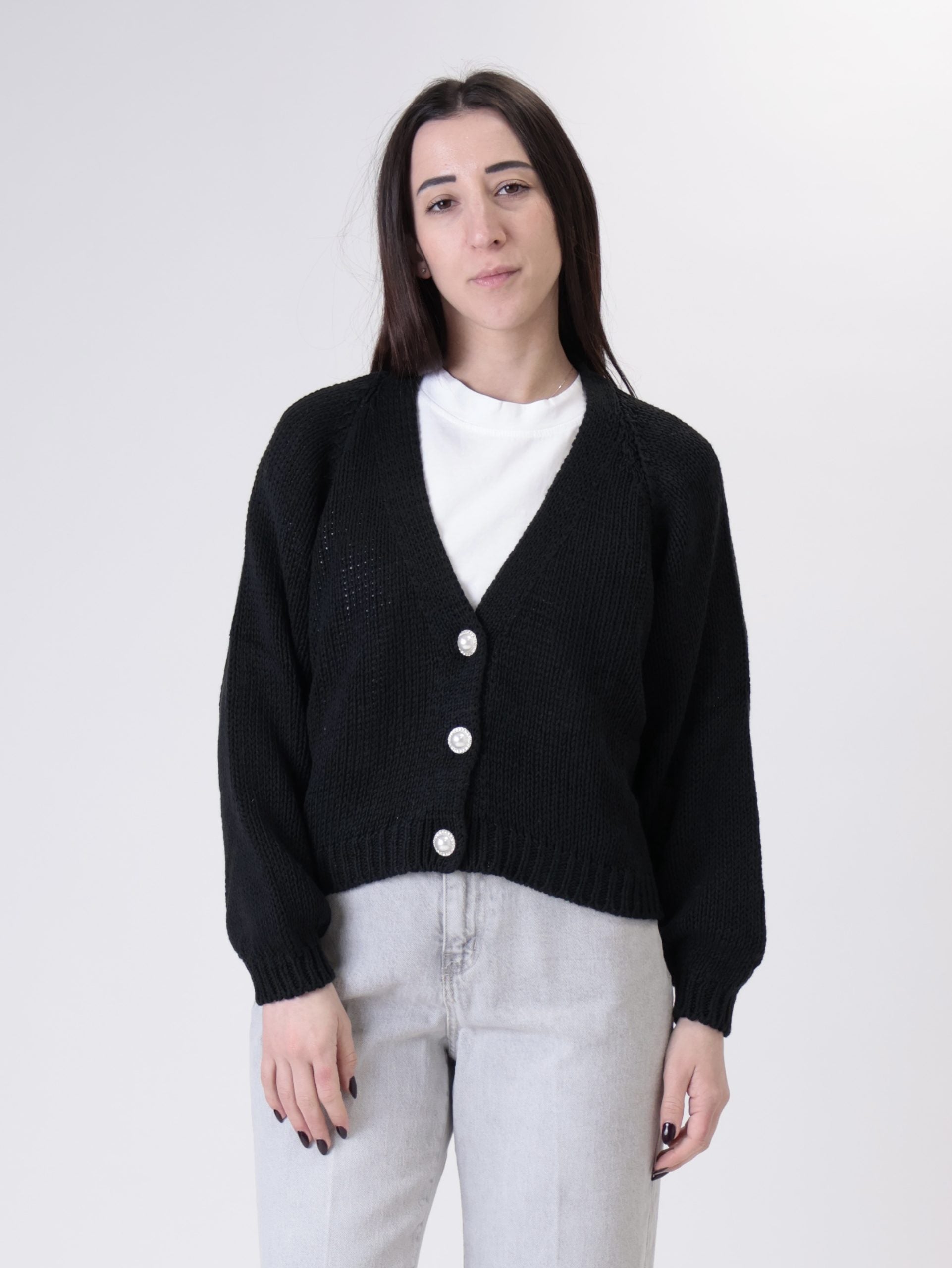 Black jeweled button cardigan