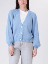 Cardigan bottoni gioiello azzurro