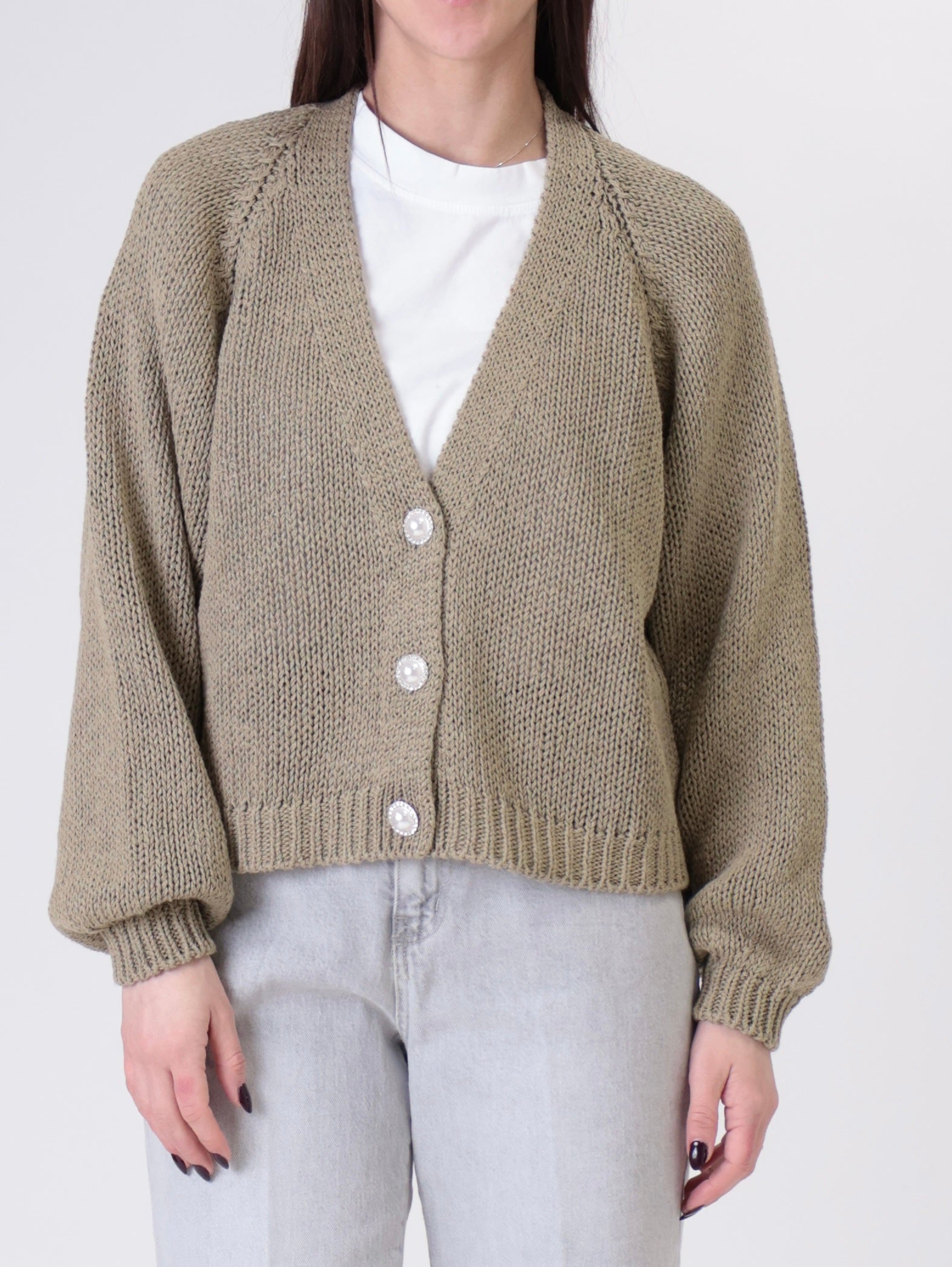 Military jewel button cardigan