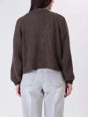 Dark brown cardigan with jewelled buttons