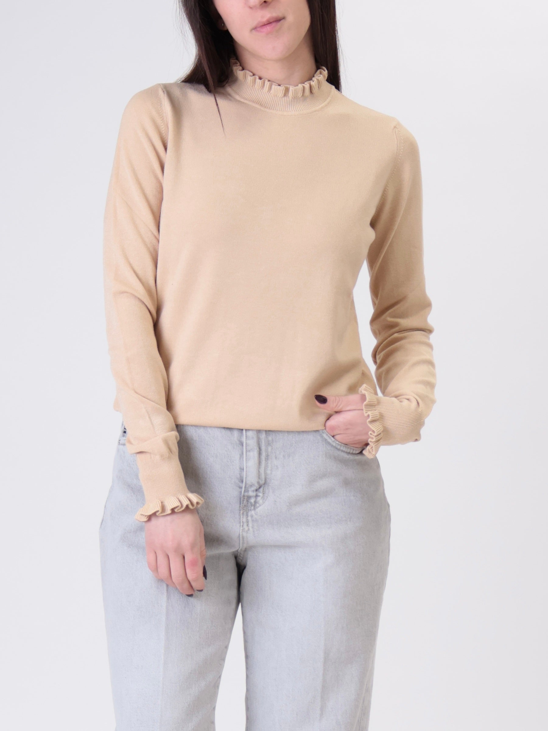 Beige ruffled top