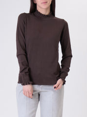 Dark brown ruffled sweater