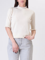 Butter short-sleeved ruffled top