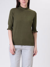 Military half-sleeve ruffled top