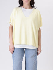 Gilet scollo V viscosa giallo