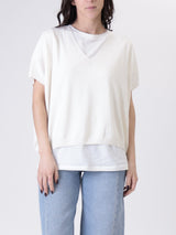 Gilet scollo V viscosa panna
