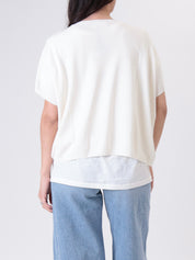 Gilet scollo V viscosa panna