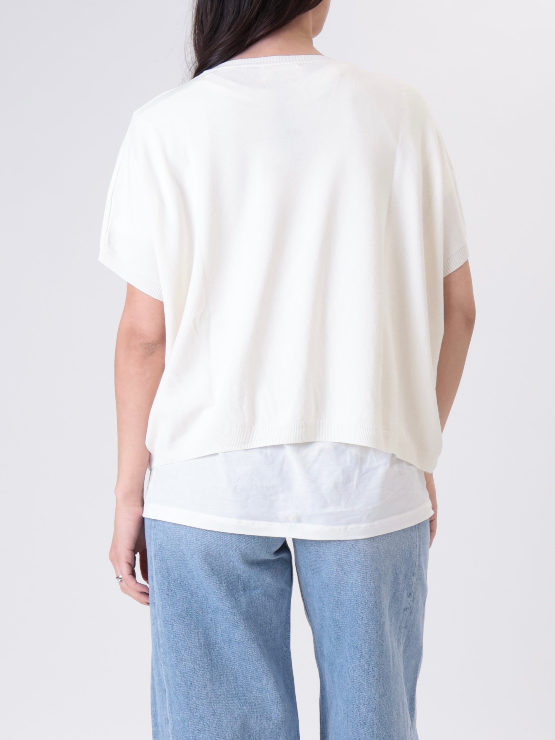 Gilet scollo V viscosa panna