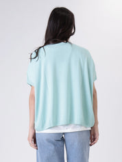 Gilet scollo V viscosa verde acqua