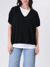 Gilet scollo V viscosa nero