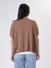 Gilet scollo V viscosa marrone