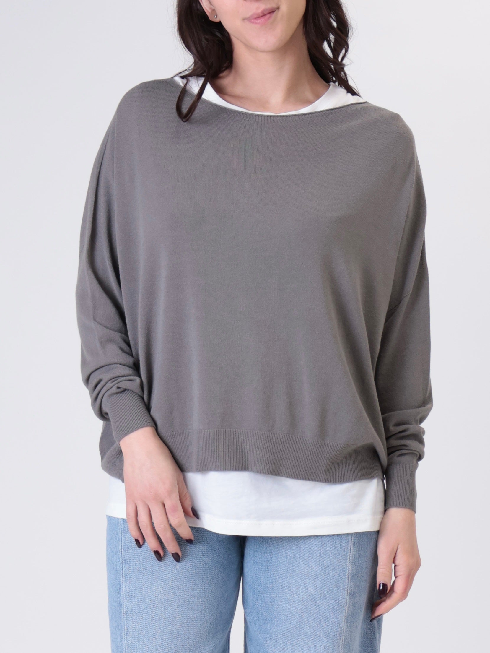Anthracite viscose pullover