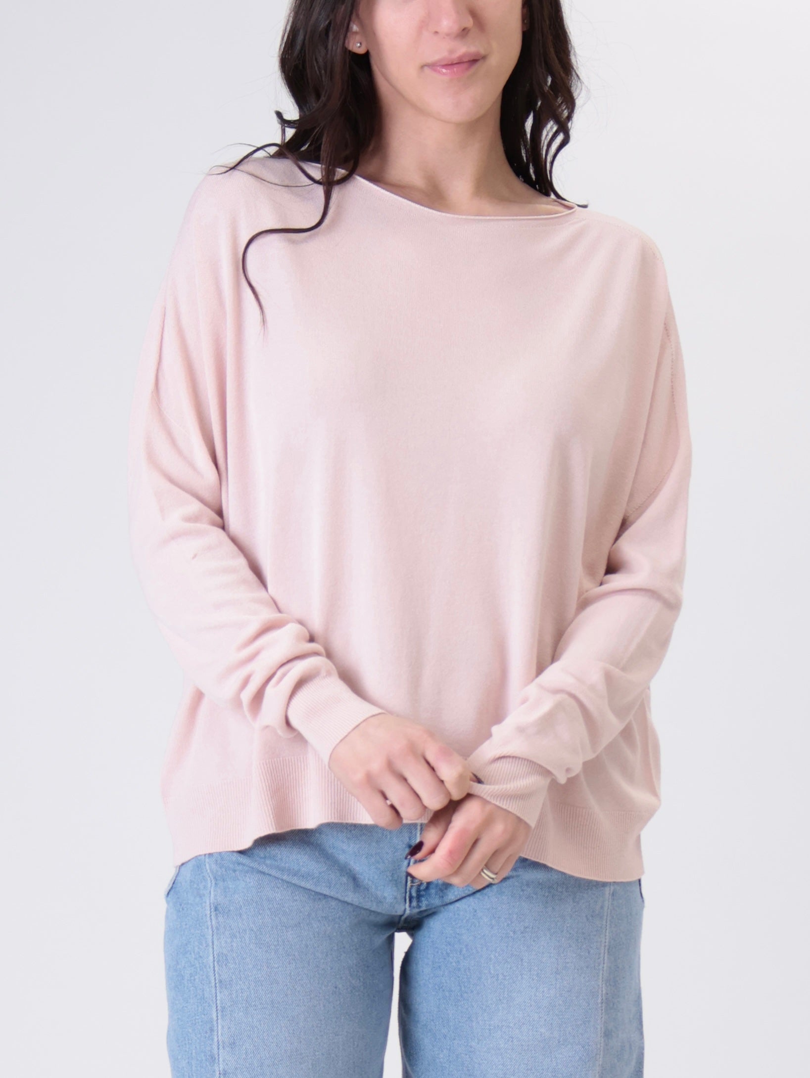 Powder pink viscose pullover
