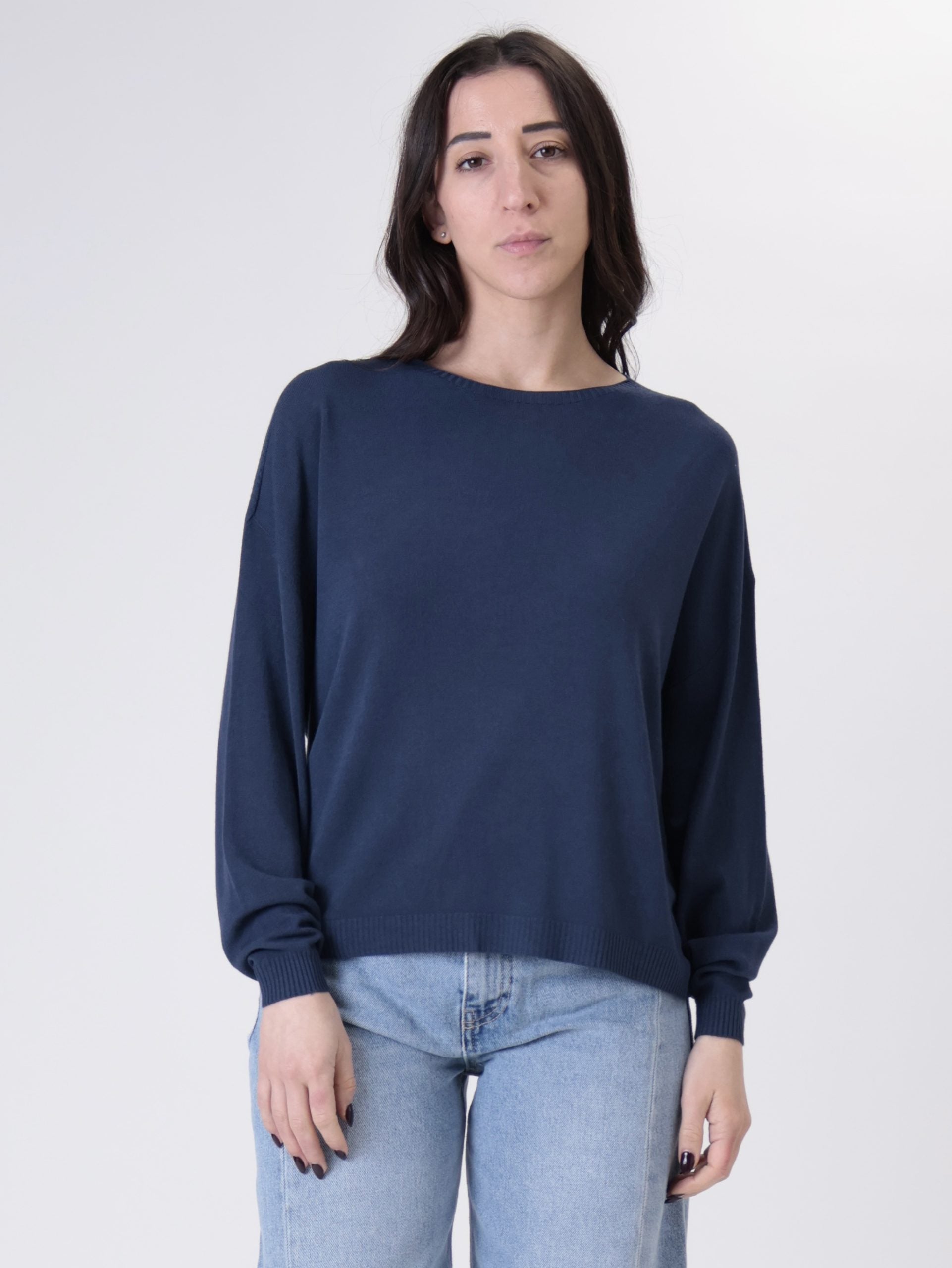 Pullover scatola viscosa blu
