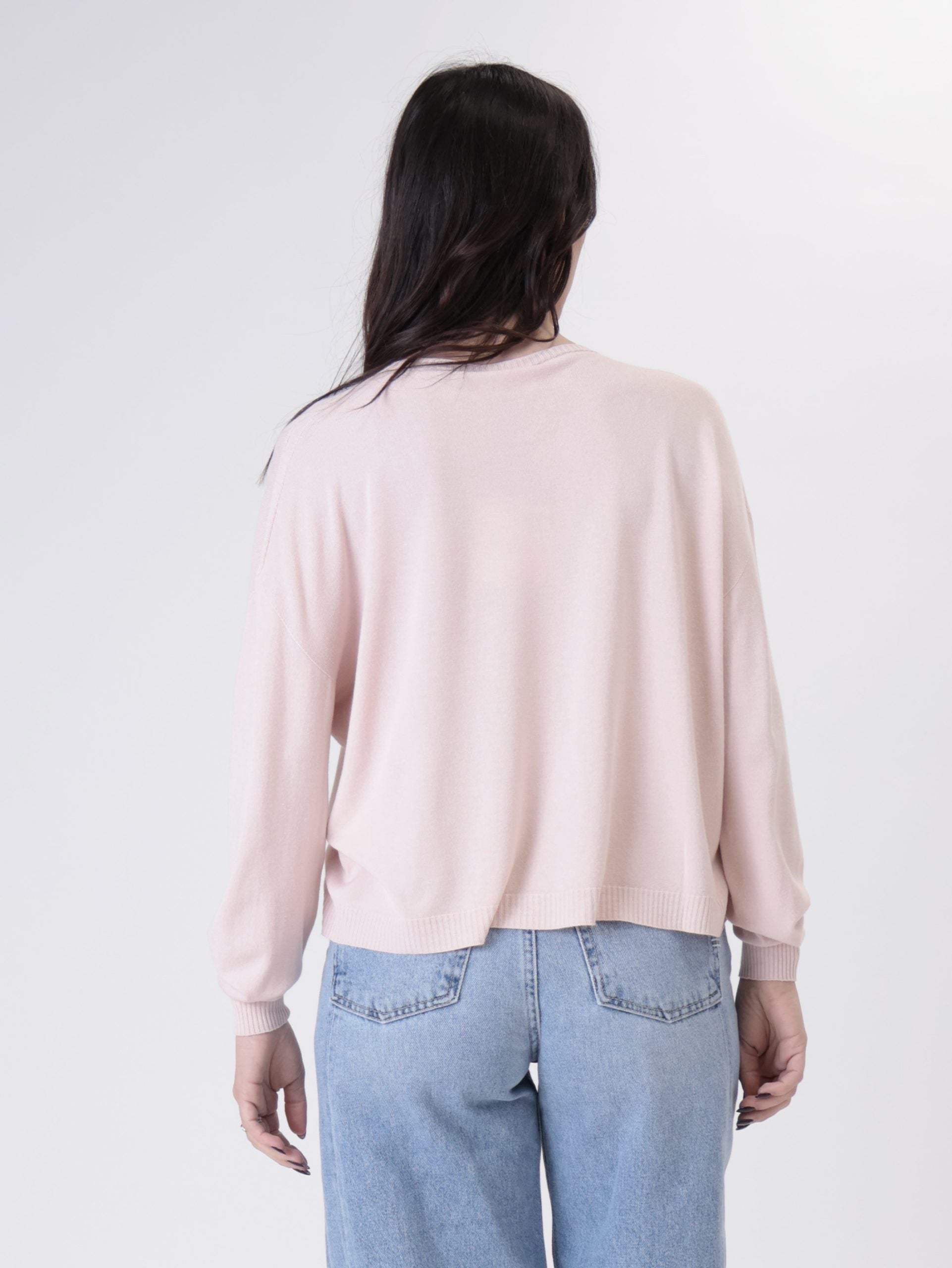 Powder pink boxy viscose jumper