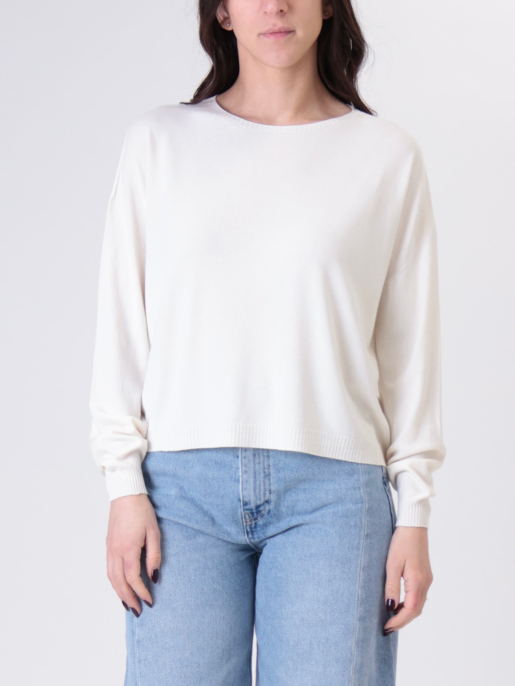Pullover scatola viscosa panna