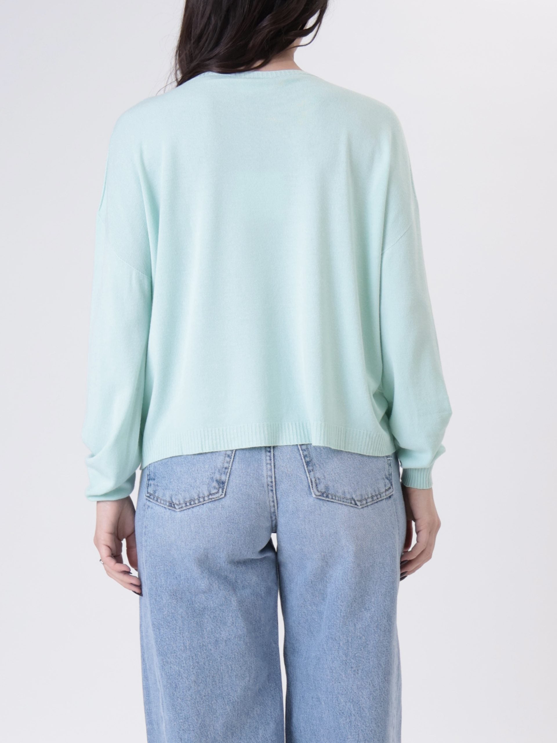 Pullover scatola viscosa verde acqua
