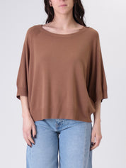 Pullover mezza manica viscosa marrone